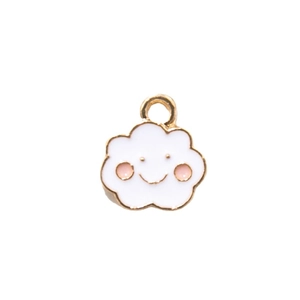 DIY-Schmuckanhänger mit lächelnder weißer Emaille-Wolke und goldenen Legierungskanten