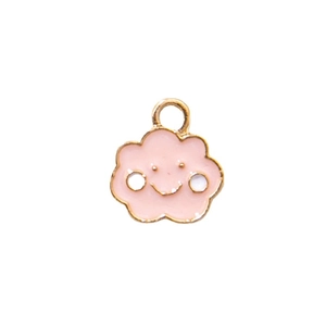 Rosa lächelnder Wolkenanhänger mit Goldbeschichtung für DIY-Schmuck und Armbänder