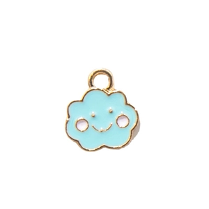 Süßer blauer Wolkenanhänger aus Legierung mit Smiley für DIY-Schmuckherstellung