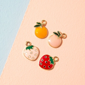 DIY Cartoon Frucht Legierung Emaille Charms Erdbeere Orange Anhänger Für Schmuckherstellung Armband Halskette Handwerk Zubehör
