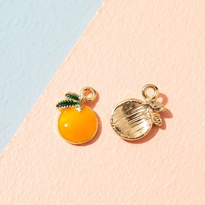 Emaille Orangen und Erdbeeren Obstanhänger mit Goldbeschichtung für DIY Schmuckherstellung