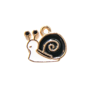 Cute enamel snail charm pendant in gold alloy for DIY jewelry and keychain making