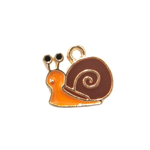 Cartoon snail pendant charm made of gold alloy and enamel for DIY jewelry making