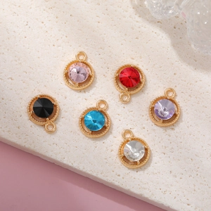 Runder Kleiner Strass Legierung Anhänger DIY Schmuckteile Gold Silber Galvanisiert Seilmuster Kreis Charm Zubehör Für Damen Armband Schlüsselanhänger Herstellung