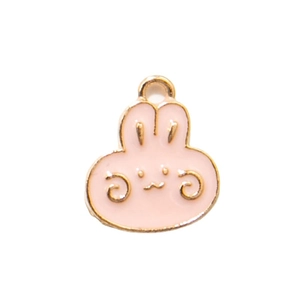 Hasen-Anhänger aus Emaille in Rosa mit goldenem Haken für DIY-Schmuck und Schlüsselanhänger