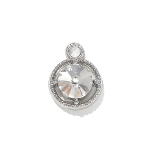 Silberner runder Diamantanhänger mit gedrehtem Rand für DIY-Armbänder und Schmuck