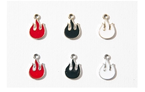 Ciondoli a fiamma in smalto rosso nero e bianco per accessori di gioielli fai da te