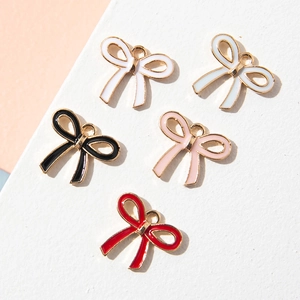 Cute Bowknot Alloy Enamel Charm Pendants For DIY Jewelry Making Necklace Bracelet Accessory Findings Colorful Enamel Bow Pendants For Women