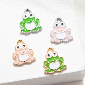Cute Cartoon Frog Alloy Enamel Drip Oil Pendants For DIY Jewelry Making Keychain Bracelet Necklace Accessories Charm