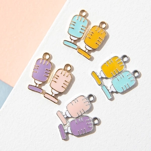 Cute Microphone Pendant Alloy Enamel Charm For Earring Bracelet DIY Jewelry Making Musical Instrument Shape Accessories