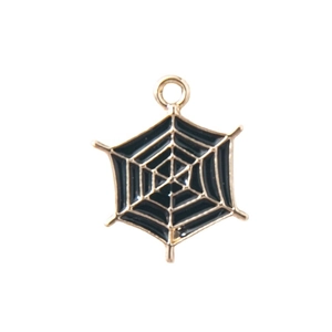 Halloween Spinnennetz-Anhänger aus Gold mit schwarzem Emaille für DIY-Schmuck