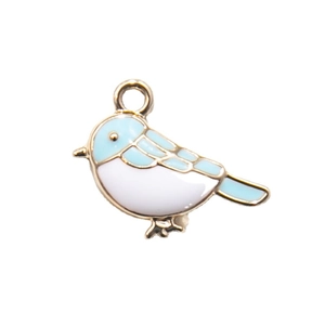 Blue and white enamel cartoon bird alloy pendant for DIY bracelets and jewelry