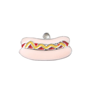 Cartoon hotdog hanger van legering met emaille voor DIY sleutelhangers en sieraden