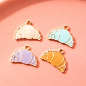 DIY Croissant Shape Enamel Alloy Pendants Cute Food Bread Charms For Jewelry Making Bracelet Necklace Keychain Accessories