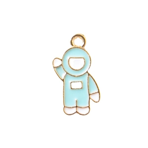 Cartoon astronaut pendant with blue and white enamel inlay for DIY bracelets and keychains
