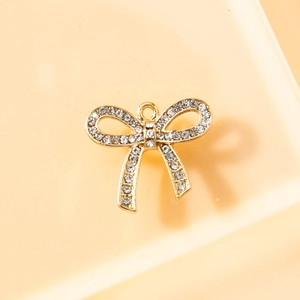 Colgante de lazo dorado con diamantes de imitación para joyería DIY y accesorios