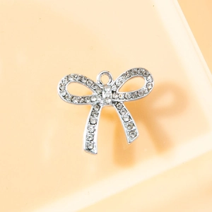 Colgante de lazo con diamantes para creación de joyas DIY en acabado plateado