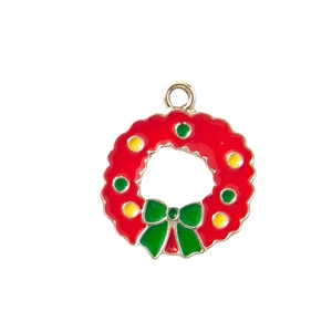 Χριστουγεννιάτικο στεφάνι μενταγιόν από κράμα με κόκκινο σμάλτο και πράσινο φιόγκο DIY