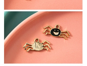 Détails de l'avant et de l'arrière des pendentifs d'araignée d'Halloween en émail