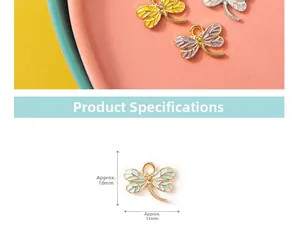 Detailed size view of colorful dragonfly alloy charms for DIY bracelets and necklaces