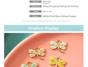 Macro shot of colorful enamel dragonfly charms showing plating details and alloy texture