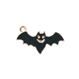 Pendentif chauve-souris en émail noir et placage doré pour la création de bijoux DIY