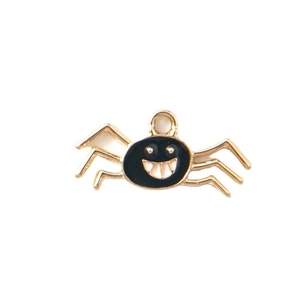 Pendentif araignée de dessin animé avec sourire blanc et finition dorée pour Halloween