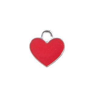 Roter Herz-Emaille-Anhänger mit Silberrand für DIY-Schmuck Halsketten und Armbänder