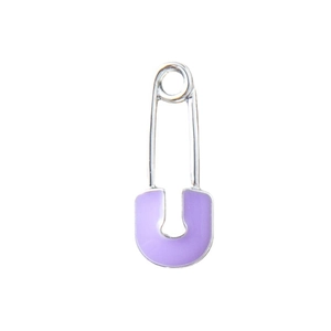 Pendentif trombone argenté avec émail violet pour bijoux DIY sur fond blanc épuré