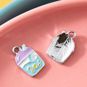 Ciondolo bubble tea in smalto carino per creazione gioielli DIY blu e viola