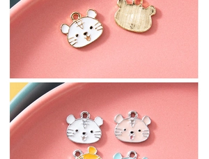 Detailed view of colorful cartoon tiger alloy charms with enamel finish and metal loops