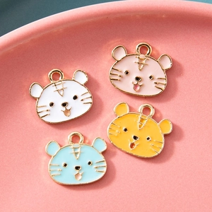 Cartoon Tiger Head Alloy Pendant For DIY Jewelry Making Colorful Enamel Animal Charms For Bracelets Necklaces Accessory Gift
