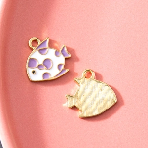 Polkadots vis hanger met vergulding en paars emaille voor het maken van DIY sieraden