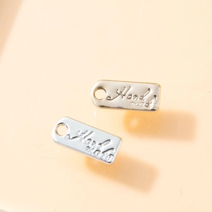Rechthoekige handmade metalen labels in goud en zilver voor DIY-kettingen sieraden
