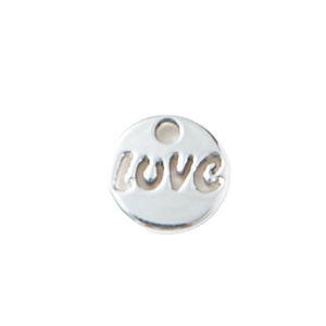 Pendentif Love argenté pour la fabrication de bijoux DIY avec finition métallique polie