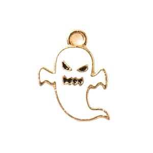 Halloween ghost charm with white enamel and gold plating for DIY jewelry making