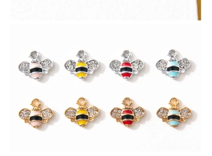 Bienen-Anhänger in Gold und Silber mit Emaille und Strass für DIY-Schmuck