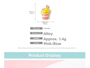 Détail des breloques cupcake en alliage 16x9mm avec émail rose pour la création de bijoux