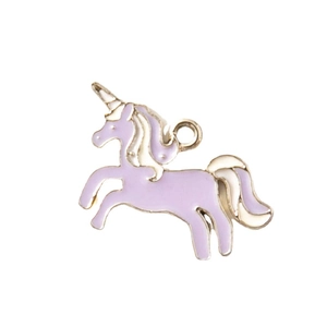 Pendentif licorne violet clair en alliage plaqué or pour la création de bijoux DIY