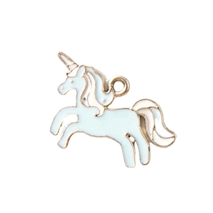 Pendentif licorne en émail bleu clair et métal doré pour la création de bijoux DIY