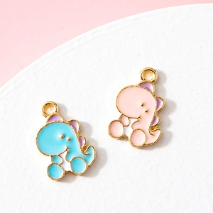 Pendentifs en Alliage Dinosaure Dessin Animé Émail DIY Bijoux Plaqués Or Animaux pour Collier Bracelet Accessoire