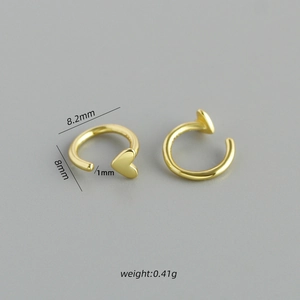 Ohrring aus 925 Sterling Silber vergoldet Herzform mit 8,2 mm Außendurchmesser Maßen