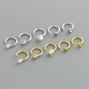Set aus 925er Sterling Silber Creolen mit Perlen und Zirkonia in Gold und Silber