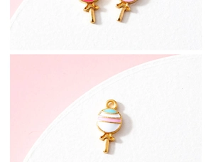 Macro view of blue and pink lollipop alloy enamel pendants with integrated loops for DIY