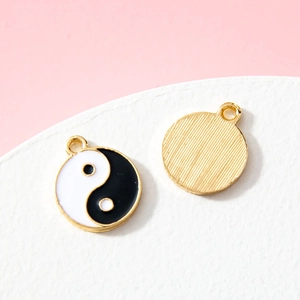 Yin Yang Tai Chi pendant charm in gold finish for DIY jewelry necklaces and bracelets