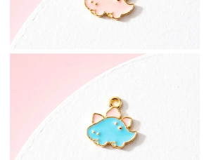 Dettagli di ciondoli a dinosauro in lega rosa e blu con placcatura in oro per gioielli fai da te