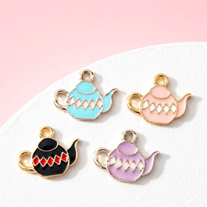 Cartoon Teapot Shape Alloy Drip Oil Enamel Charms Pendants DIY Jewelry Accessories For Bracelet Necklace Earring Making Accessories