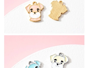 Détail de pendentifs de chien Schnauzer colorés en émail pour la création de bijoux DIY