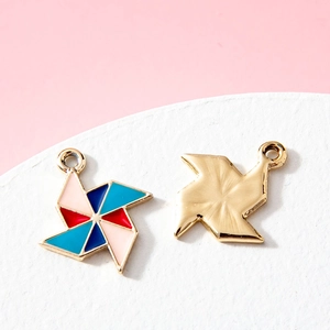 Colorful windmill pendant in alloy with enamel oil finish for DIY jewelry making