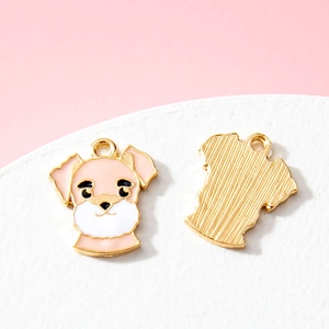 Vues avant et arrière de pendentifs Schnauzer pour la création de bijoux DIY
